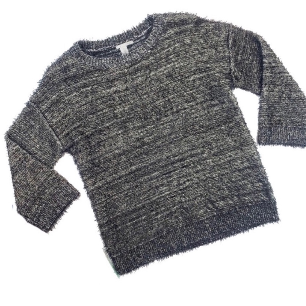 Halogen Black and Gray Fuzzy Sweater Sweatshirt